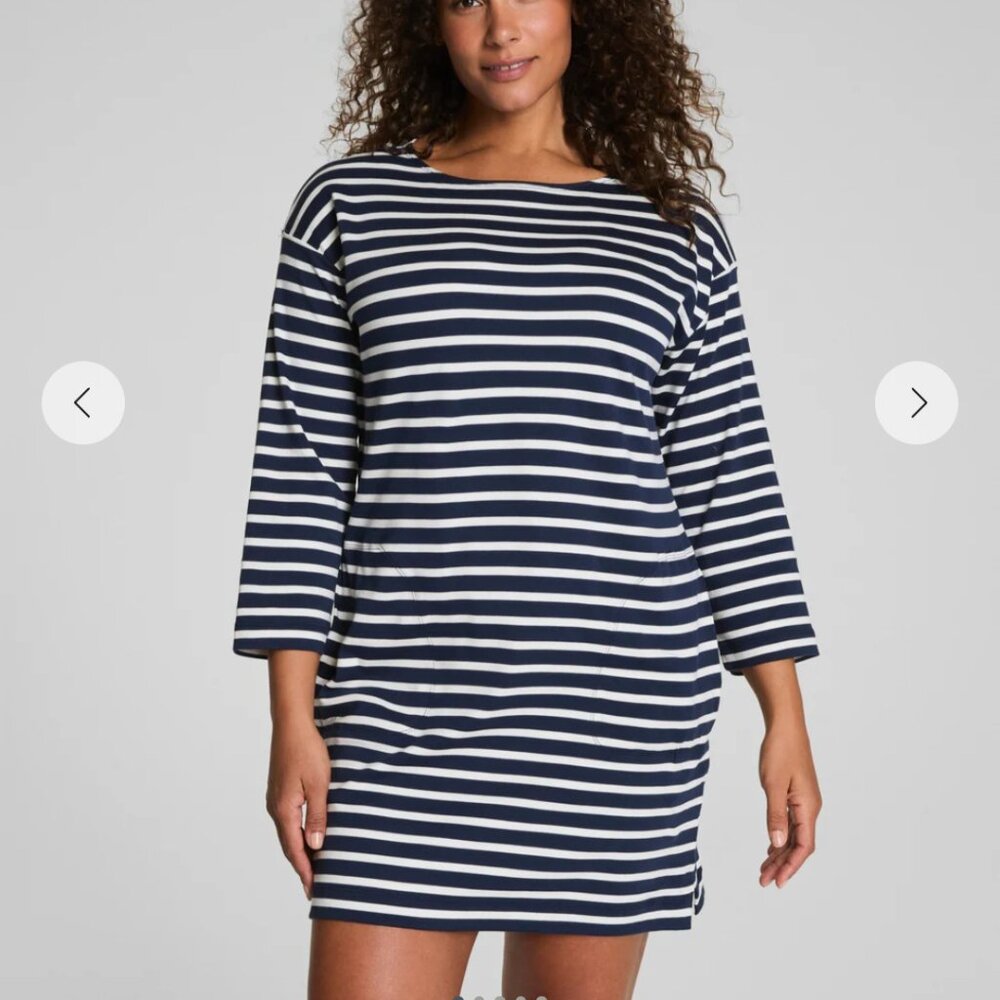 SPANX Cotton Boatneck mini dress | small | navy